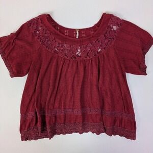 Free People Crochet Lace Top M Forest Fairy Oversized Cottagecore
